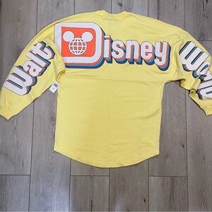 Disney Parks Walt Disney World Retro Rainbow Logo Mickey Yellow Spirit Jersey XS